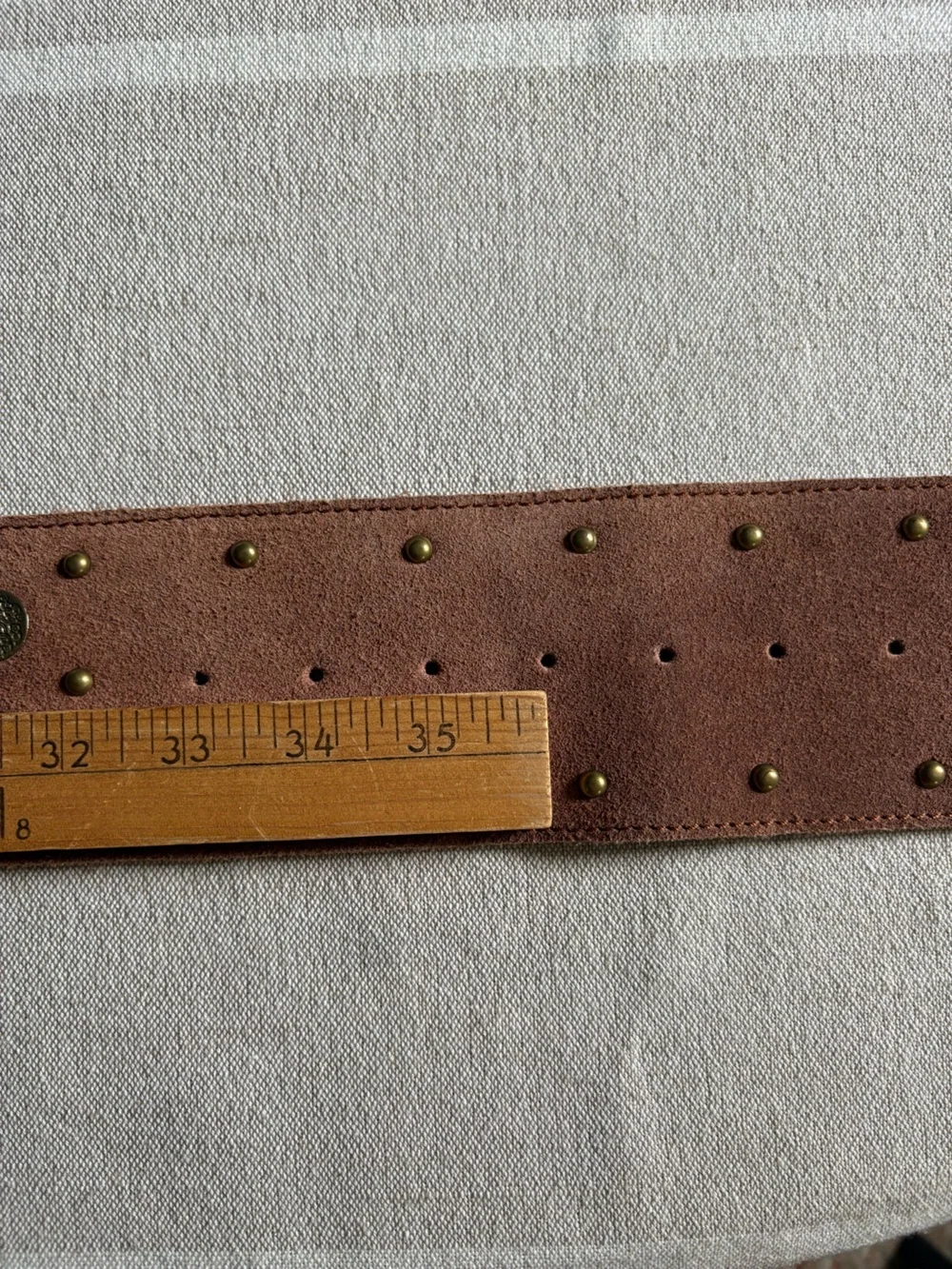 Free People Honeydew Hip Belt - Wide Studded Brown Suede Gold Buckle S / M NWOT
